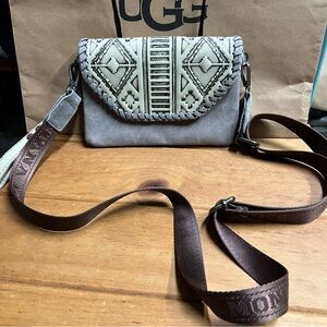 Mountain West  Brown and Cream Patterned Crossbody Bag